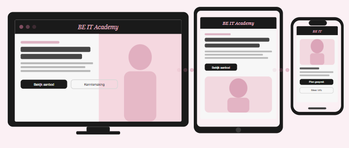 BE IT Academy op desktop, tablet en mobiel
